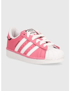 Παιδικά δερμάτινα αθλητικά παπούτσια adidas Originals SUPERSTAR χρώμα: ροζ