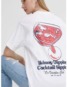 Βαμβακερό μπλουζάκι On Vacation Skinny Dippin' Cocktail Sippin' χρώμα: άσπρο, OVC T151
