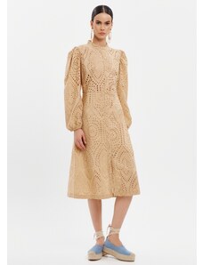 KATELONDON Σεμιζιέ φόρεμα με διάτρητο μοτίβο - Camel