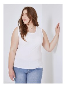 Celestino Αμάνικη μπλούζα με βαμβάκι λευκο για Γυναίκα