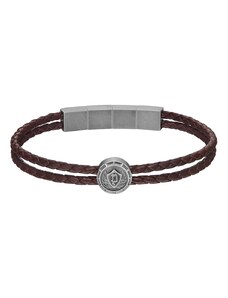 POLICE Bracelet Crest | Brown Leather - Silver Stainless Steel PEAGB0023303