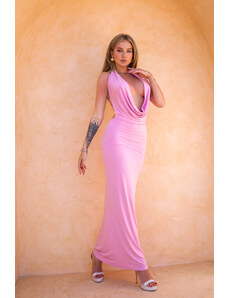 Joy Fashion House Ramona μάξι εξώπλατο φόρεμα ροζ