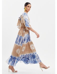 KATELONDON Φόρεμα με tie dye τύπωμα και μεταλλιζέ λεπτομέρειες - Μπλε