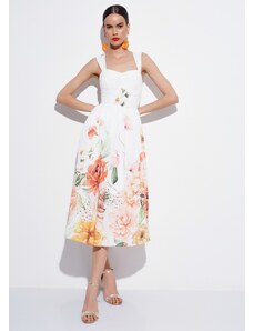 KATELONDON Φόρεμα midi με floral μοτίβο - Λευκό