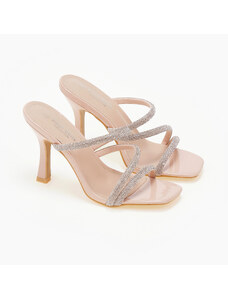 issue Mules με λεπτό τακούνι και λουράκια glitter - Nude - 011011