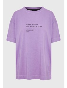 FUNKY BUDDHA Loose fit t-shirt με text artwork τύπωμα στην πλάτη