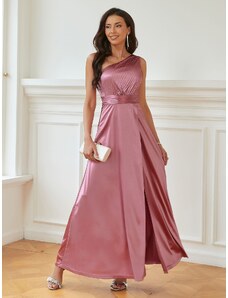 RichgirlBoudoir Εκθαμβωτικό Σατέν Φόρεμα με Μονό Ώμο σε ροζ Απόχρωση