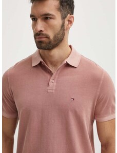 Βαμβακερό μπλουζάκι πόλο Tommy Hilfiger χρώμα: ροζ