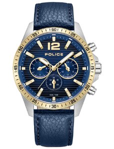 POLICE Chester PEWGF0040140 Dual Time Blue Leather Strap