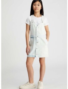 Παιδικό φόρεμα τζιν Calvin Klein Jeans χρώμα: άσπρο