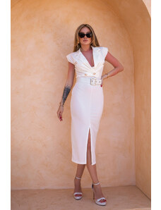 Joy Fashion House Cruz μίντι φόρεμα εφαρμοστό λευκό