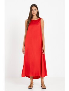 Islandboutique Satin Ecovero Sleeveless Dress Philosophy Red