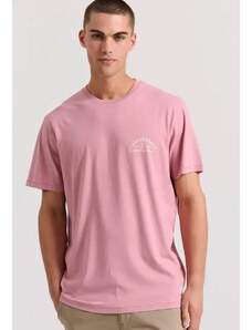 Funky Buddha ανδρικό βαμβακερό t-shirt ροζ FBM009-043-04-vpink
