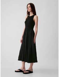 GAP Μαύρο Crinkle Gauze Midi Φόρεμα