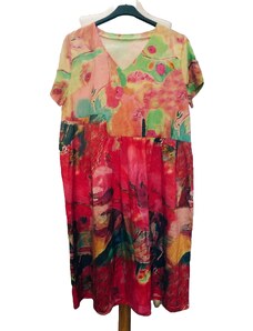 OEM Φόρεμα πολύχρωμο oversize με V λαιμόκοψη multicolor