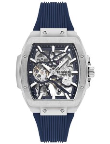 LEE COOPER Men's - LC07979.399, Silver case with Blue Rubber Strap