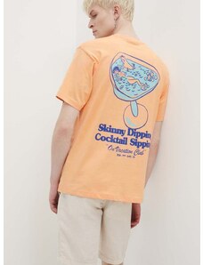 Βαμβακερό μπλουζάκι On Vacation Skinny Dippin' Cocktail Sippin' χρώμα: πορτοκαλί, OVC T151