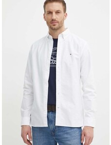 Βαμβακερό πουκάμισο Tommy Hilfiger ανδρικό, χρώμα: άσπρο, MW0MW36204