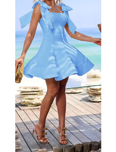 Owtwo Φόρεμα mini αμάνικο με φιόγκο - Sky Blue (Σιέλ)