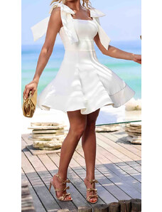 Owtwo Φόρεμα mini αμάνικο με φιόγκο - White (Λευκό)