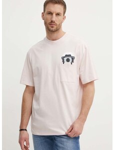 Βαμβακερό μπλουζάκι Karl Lagerfeld Dour Darcel X Karl ανδρικό, χρώμα: ροζ, 542270.755099