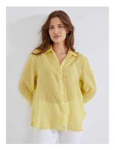 Celestino Ασύμμετρο πουκάμισο με λινό κιτρινο για Γυναίκα