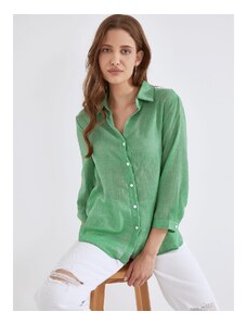 Celestino Ασύμμετρο πουκάμισο με λινό πρασινο για Γυναίκα