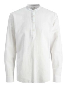 JACK & JONES Πουκαμισο Jjlinen Blend Band Half Placket Shirt Ls 12248593 C-N100 white