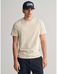 Gant T-shirt ριγέ κανονική γραμμή μπεζ βαμβακερό