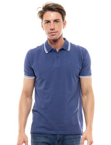 Biston Ανδρικό Polo T-shirt με ρίγα Μπλε Indigo