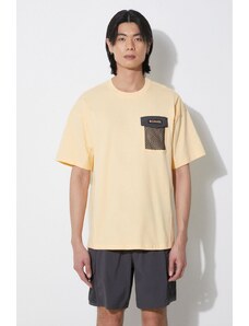 Βαμβακερό μπλουζάκι Columbia Painted Peak ανδρικό, χρώμα: κίτρινο, 2074481