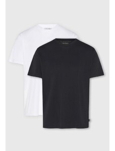 Funky Buddha ανδρικό βαμβακερό basic t-shirt 2tmx λευκό/μαύρο FBM009-351-04-multi