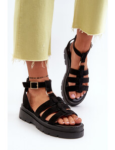 Kesi Gladiator women's sandals made of Eco Suede Black Dorameia