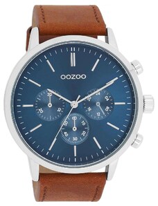 OOZOO Timepieces - C11200, Silver case with Brown Leather Strap