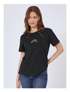 Celestino T-shirt με strass ουράνιο τόξο μαυρο για Γυναίκα