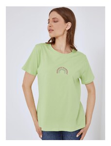Celestino T-shirt με strass ουράνιο τόξο φυστικι για Γυναίκα