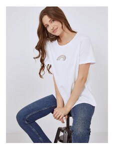 Celestino T-shirt με strass ουράνιο τόξο λευκο για Γυναίκα