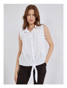 Celestino Αμάνικο κεντητό διάτρητο πουκάμισο λευκο για Γυναίκα