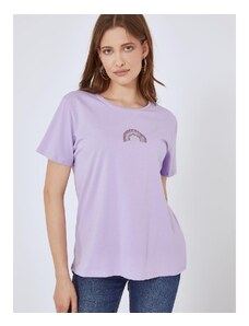 Celestino T-shirt με strass ουράνιο τόξο μωβ ανοιχτο για Γυναίκα