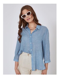 Celestino Ασύμμετρο πουκάμισο με λινό μπλε για Γυναίκα