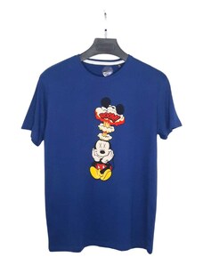 Vactive Unisex t-shirt με στάμπα Mickey boom σε μπλε ντένιμ χρώμα - Large