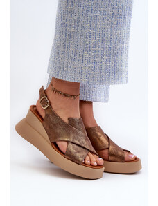 Kesi Women's sandals made of Vaiara eco-leather with a copper platform and a wedge