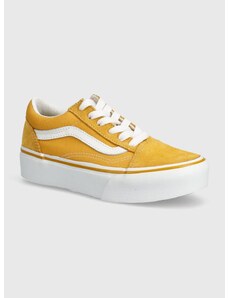 Παιδικά πάνινα παπούτσια Vans UY Old Skool Platform χρώμα: κίτρινο