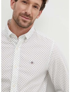 Βαμβακερό πουκάμισο Gant ανδρικό, χρώμα: άσπρο