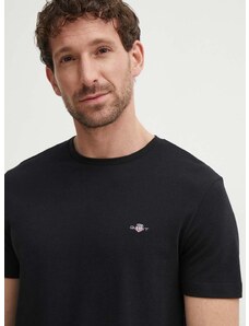 Βαμβακερό μπλουζάκι Gant ανδρικό, χρώμα: μαύρο, 2013033
