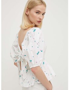 Βαμβακερή μπλούζα Barbour Summer Shop γυναικεία, χρώμα: άσπρο, LSH1603