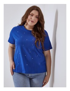 Celestino T-shirt με strass μπλε ελεκτρικ για Γυναίκα