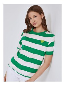 Celestino Ριγέ t-shirt με καρδιά πρασινο για Γυναίκα