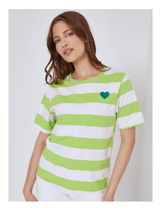 Celestino Ριγέ t-shirt με καρδιά πρασινο ανοιχτο για Γυναίκα