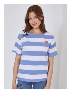 Celestino Ριγέ t-shirt με καρδιά μπλε ανοιχτο για Γυναίκα